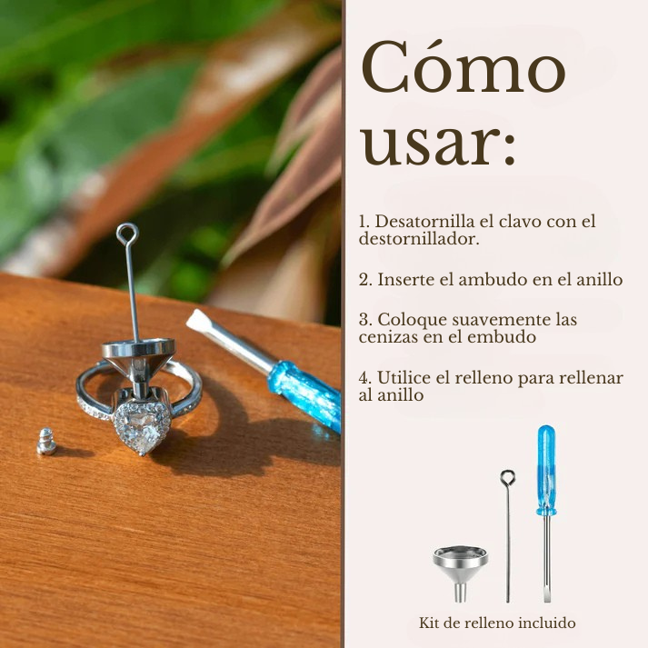 Anillo de urna "Por siempre en mi corazón"
