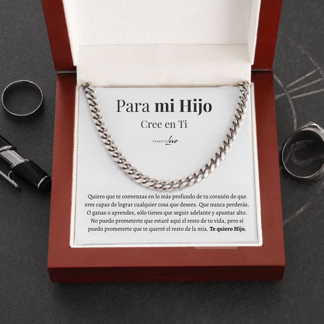 Collar Cuban Style® para mi Hijo (con carta dedicada y Caja con Luz)